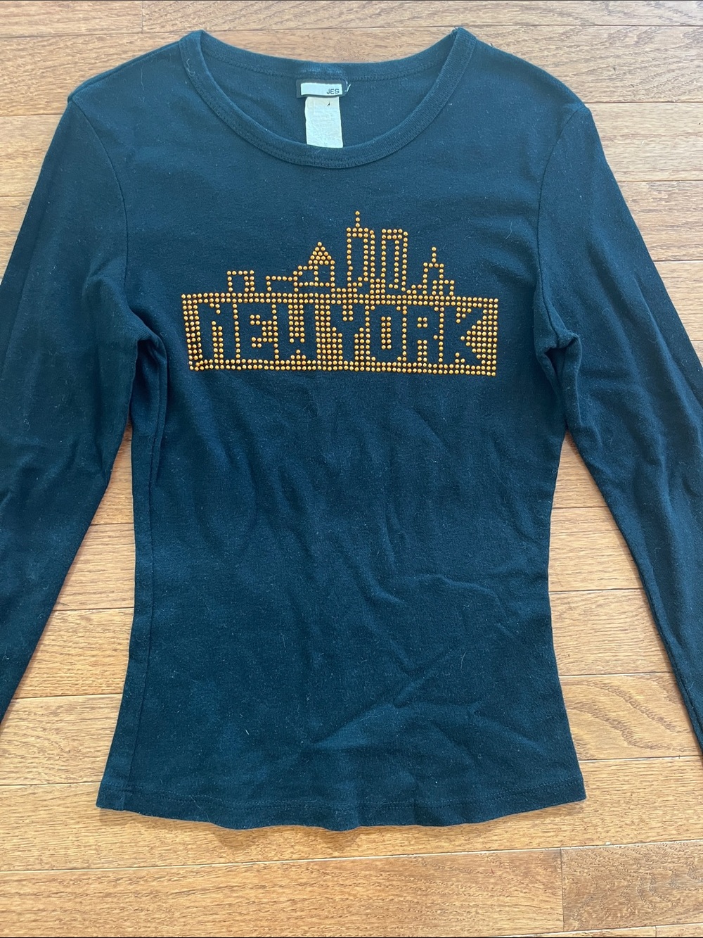 Vintage Rare Black 'New York' Twin Towers 9/11 memorials Studded Long Sleeve Te